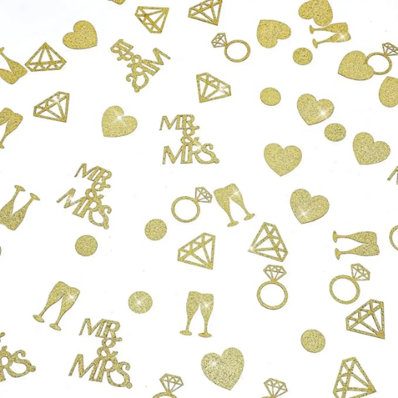 Apausvcm 200Pcs Gold Wedding Table Confetti Diamond Ring MR and MRS Engagement Party Table Scatter Decor