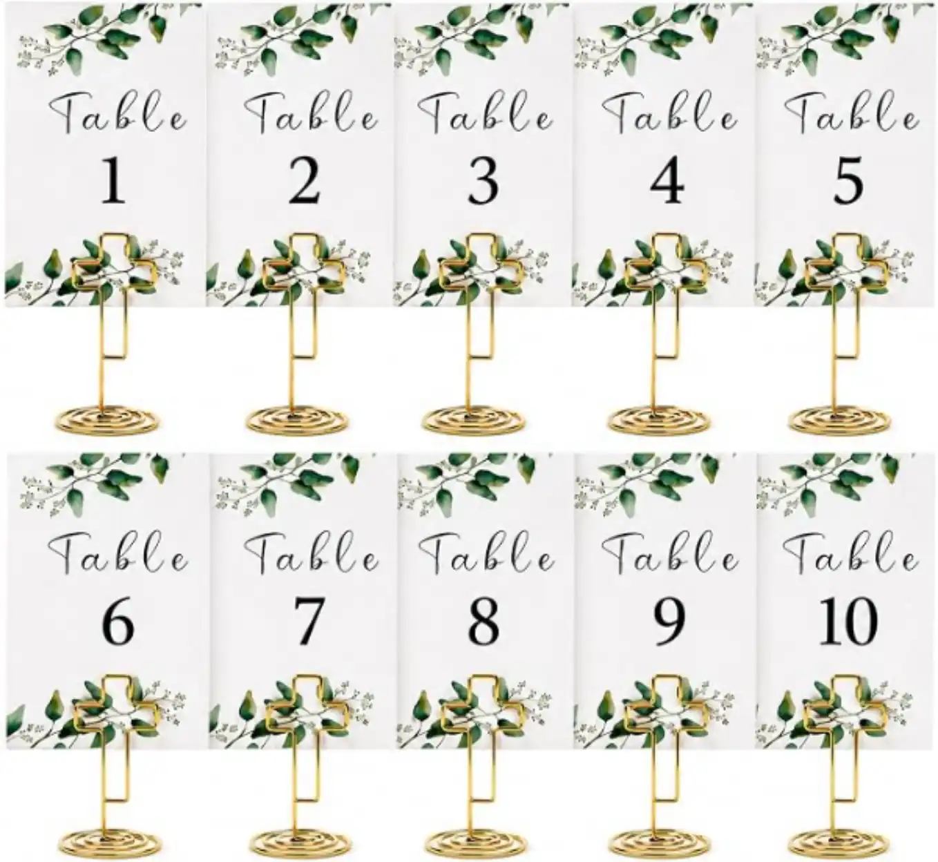 Gold Table Number Holders with Paper Cards 10 Set Place Card Holders for Tables Wedding