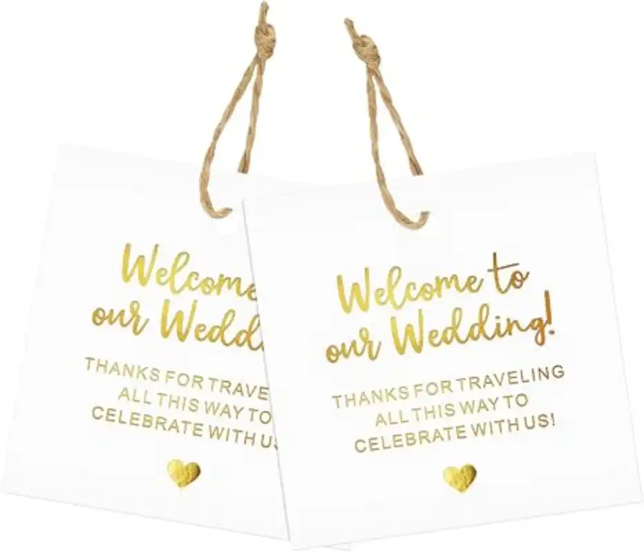 joycraft Gold Foil Wedding Thank You Tags with String 50Pcs