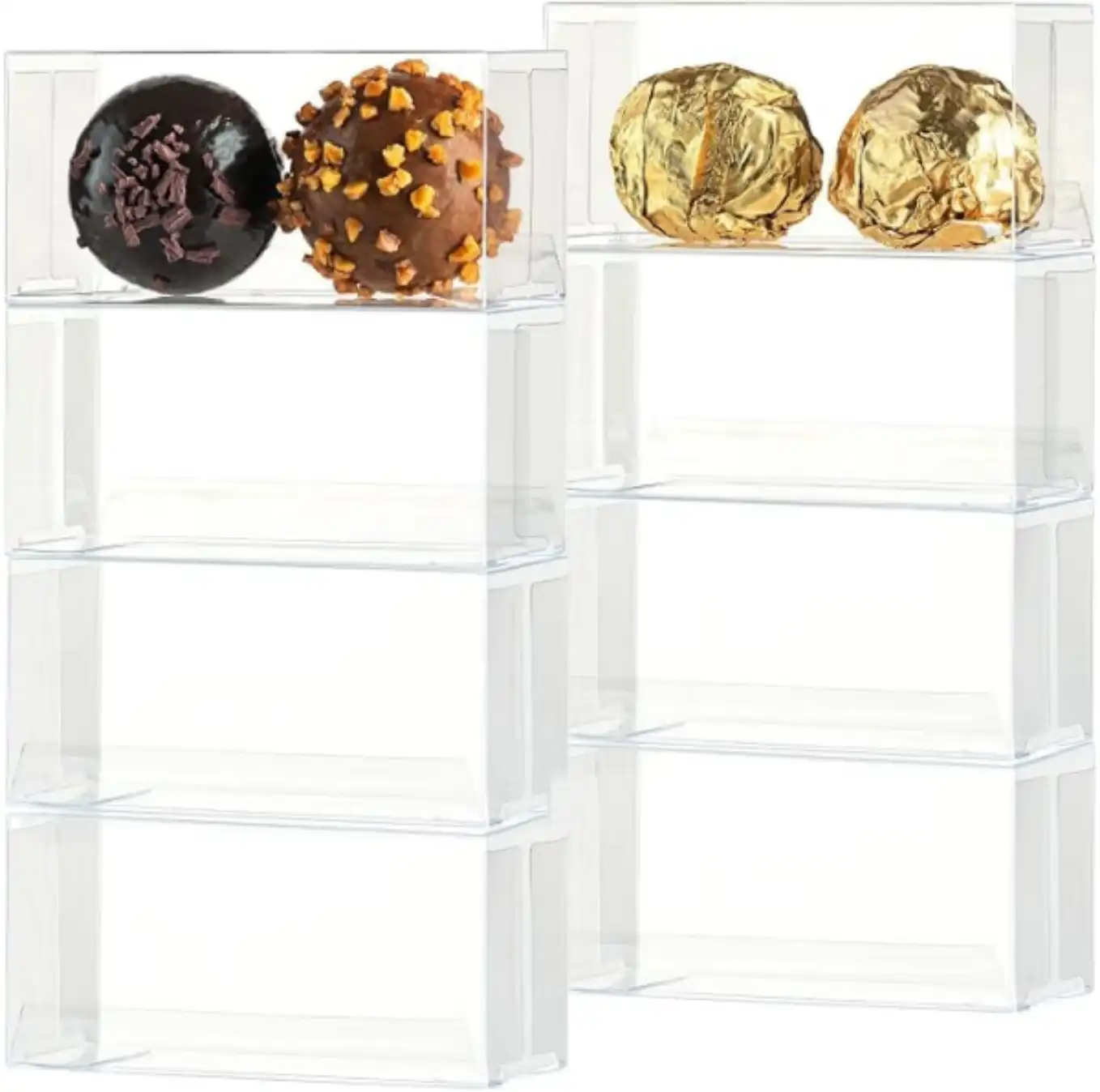 SLShePack 100 Pack Clear Small Chocolate Boxes for 2 Truffles Wedding Favors
