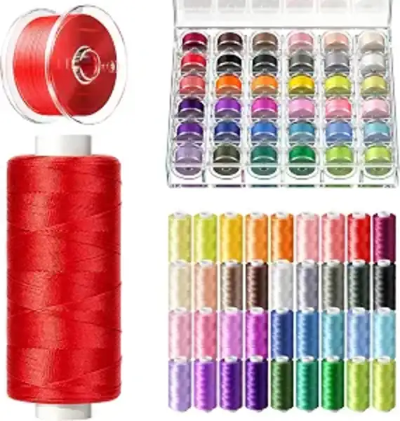 LIUHG 72 Piece Sewing Thread Kit 36 Colors High Strength Low Lint Polyester Thread with Prewound Bobbins