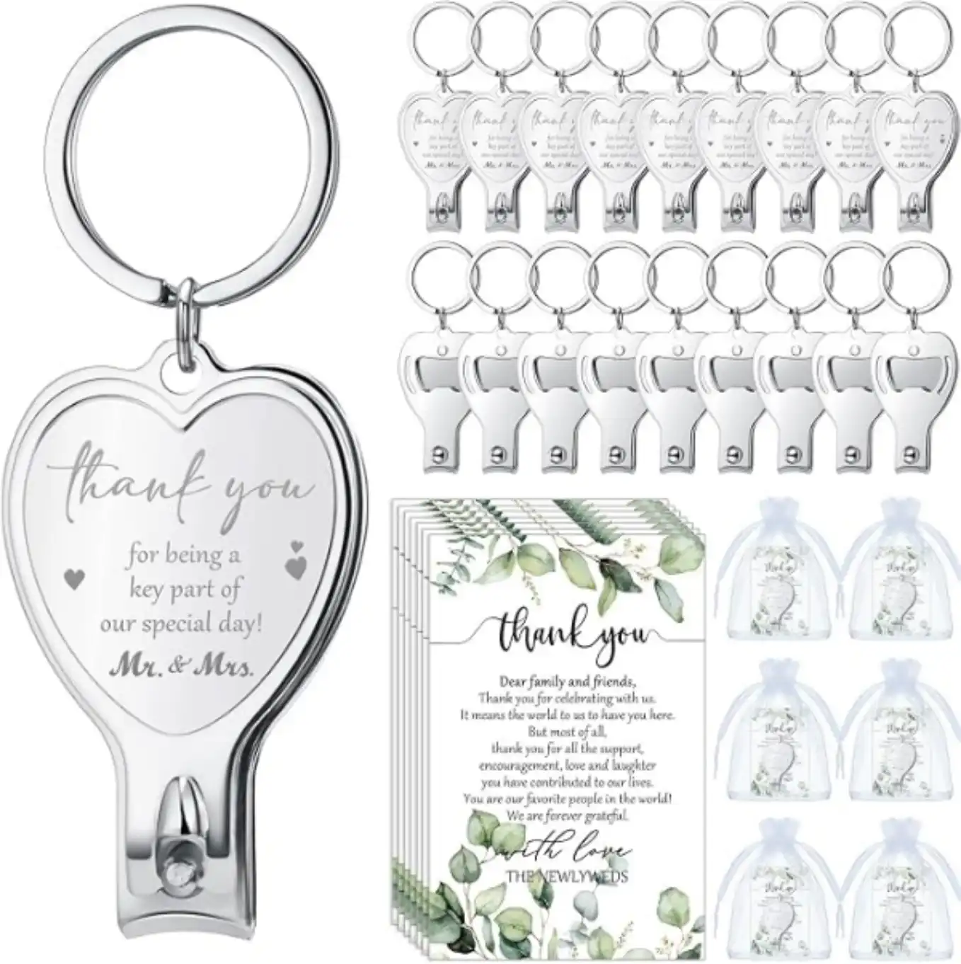 Pickmesh 100 Sets Wedding Party Favors Bottle Opener and Nail Clipper