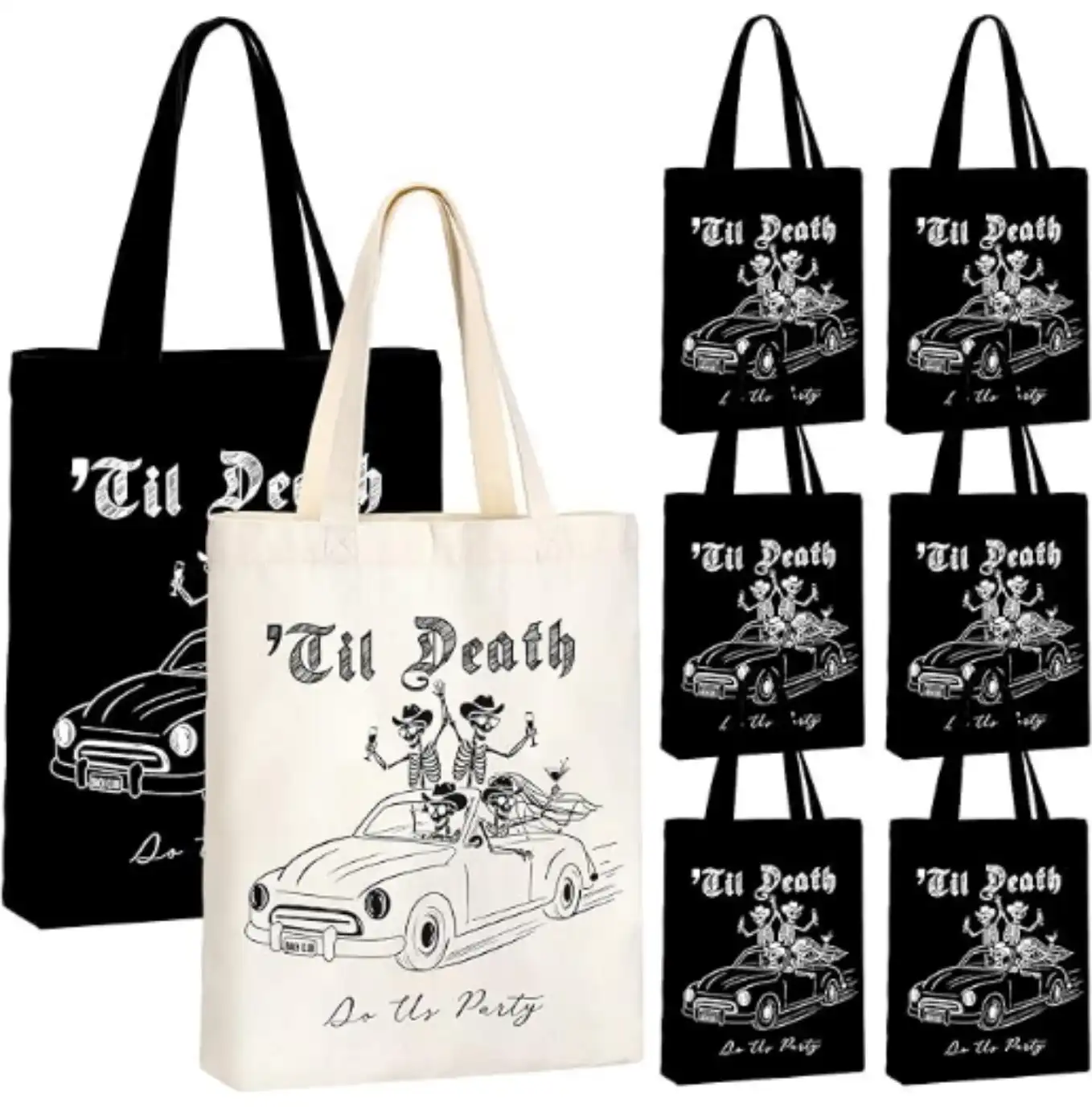 Aliceset 8 Pcs Bridesmaid Tote Bags Till Death Bachelorette Party Canvas Bags
