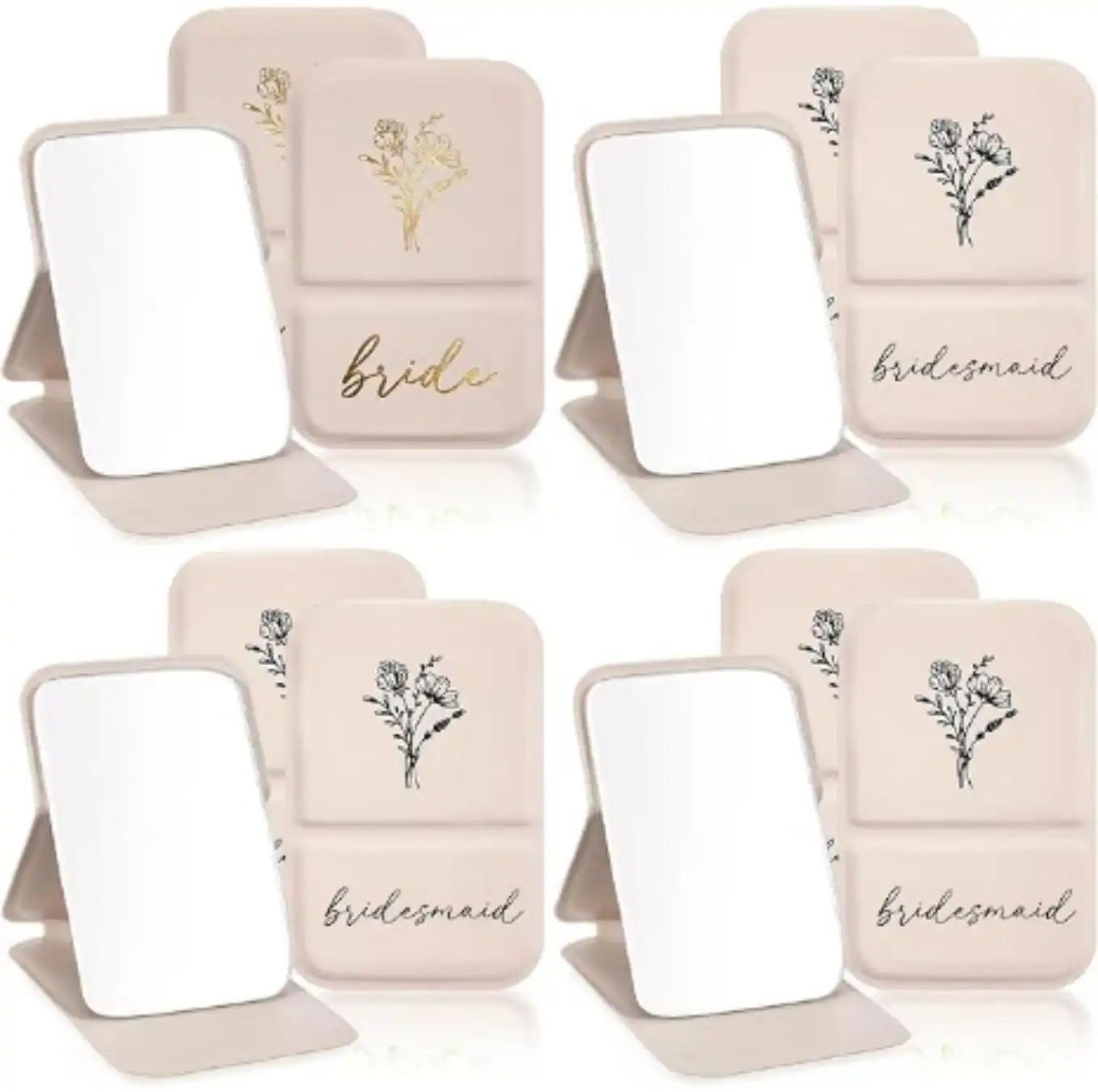 Novabright 8 Pack Bridesmaid Proposal Compact Mirrors Set White