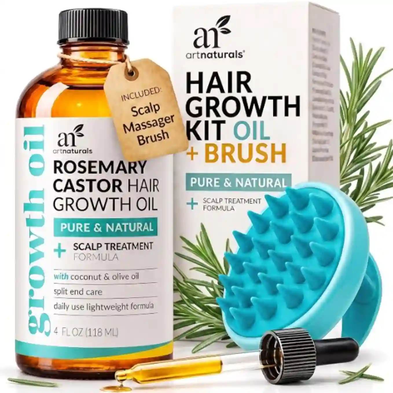 ArtNaturals Rosemary Oil for Hair Growth and Castor Oil Set 4 oz