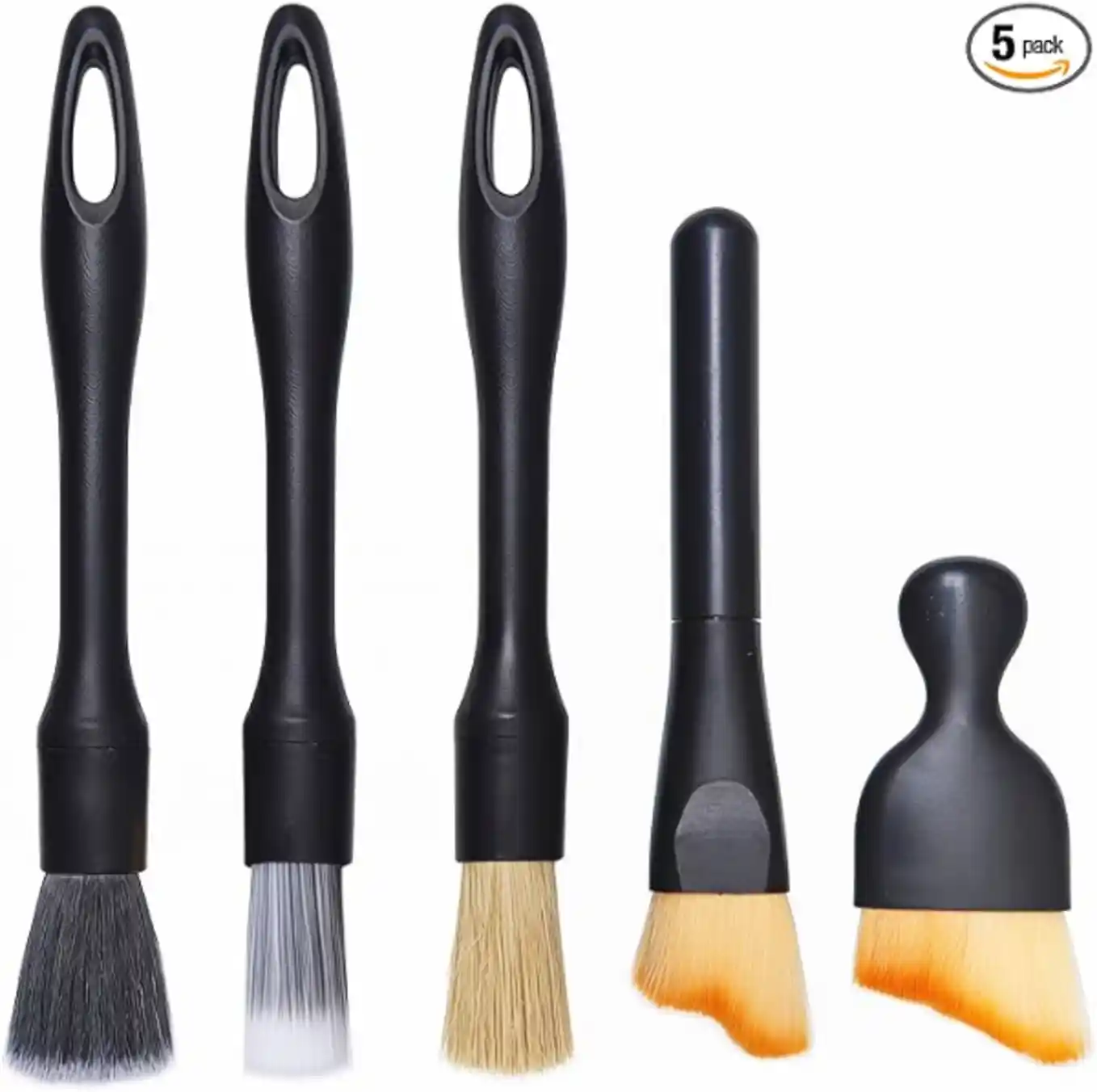 BAIDOON 5PCS Car Detailing Brush Set Coarse Medium Fine Interior Exterior Duster Tool