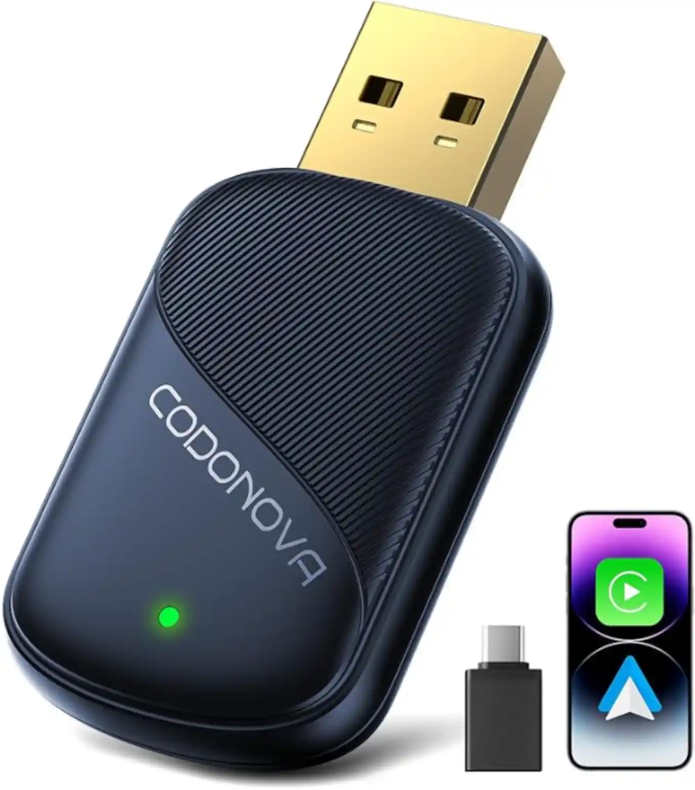 CODONOVA Mini Wireless CarPlay Adapter for iPhone and Android Auto Wired to Wireless Converter