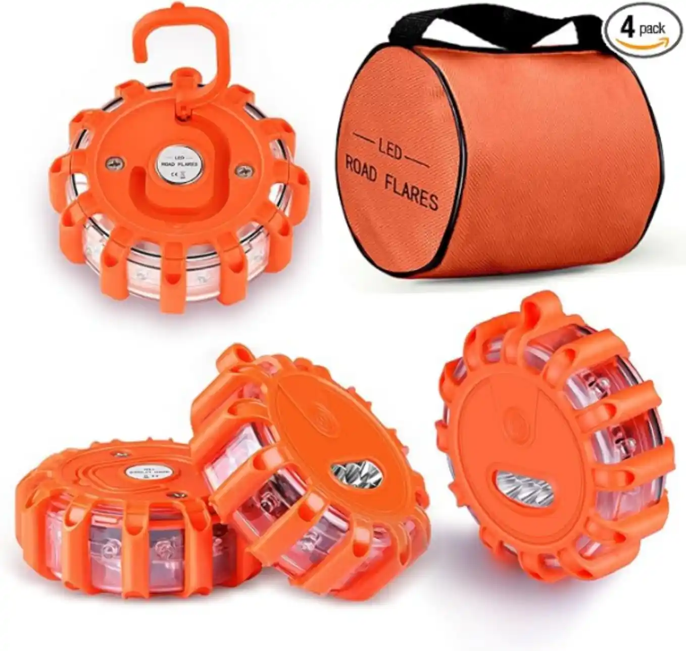 Meliya Four Pack LED Road Flares Emergency Lights Roadside Warning Safety Beacons