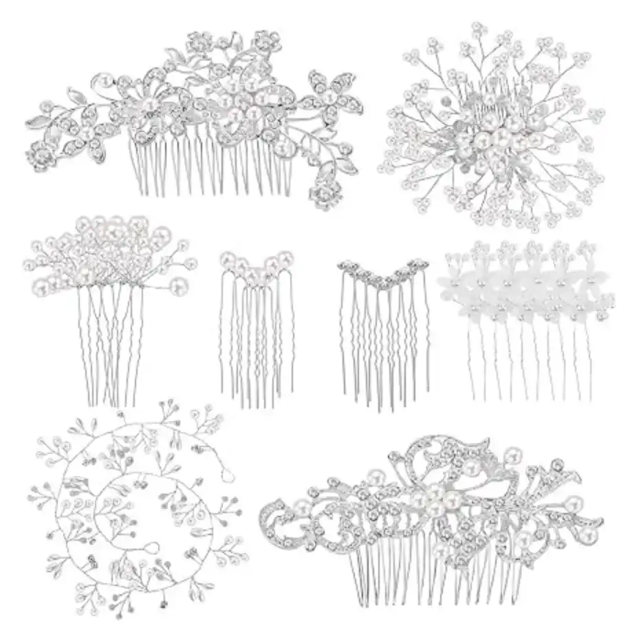Maitys 44 Pcs Bride Hair Accessories Pearl Crystal Combs U Pins Set