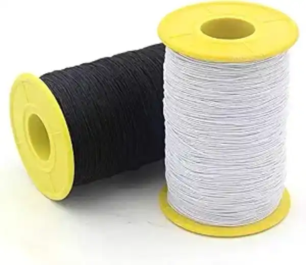 Aura Naturel 2 PCS 0.5mm Elastic Sewing Thread Spool 1100 Yards Black and White Stretchy String