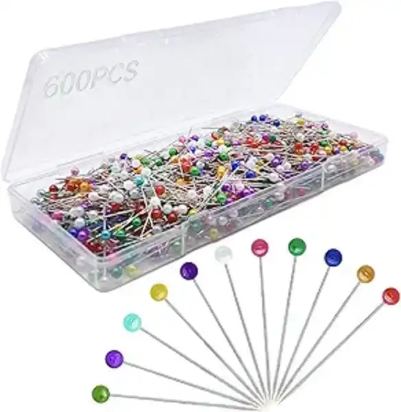 Sunenlyst 600PCS Pearlized Ball Head Sewing Pins Stainless Steel Straight Pins for Fabric Quilting and Crafts