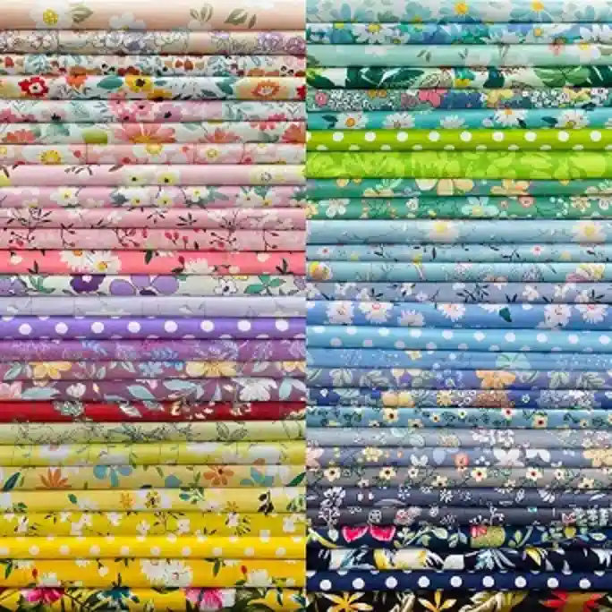 newamishquilt 50 Pack 10x10 Inch Floral Cotton Fabric Squares Precut Bundles for Sewing Quilting Projects
