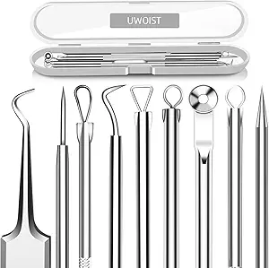 UWOIST 5PCS Blackhead Remover Comedone Extractor Stainless Steel Kit