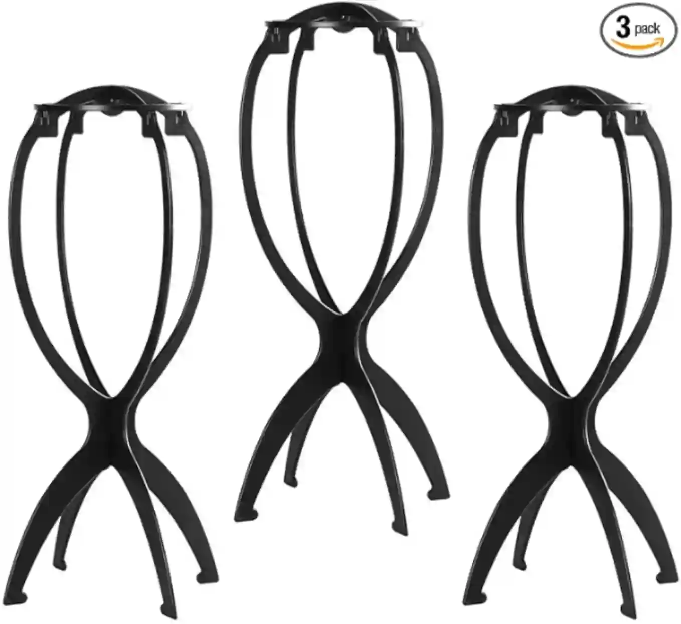 Dreamlover Wig Stand For Short Wigs Collapsible Black Wig Holder Three Pack