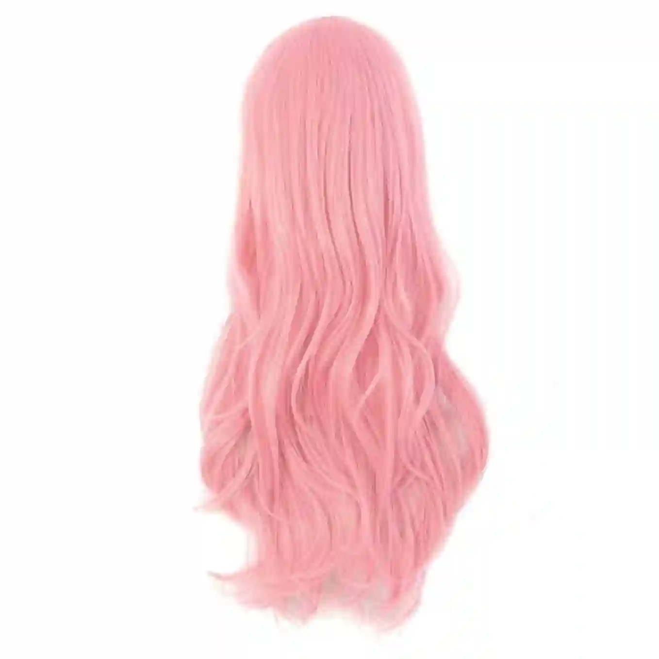 MapofBeauty Twenty Eight Inch Long Curly Hair Costume Cosplay Wig Side Bangs Pink