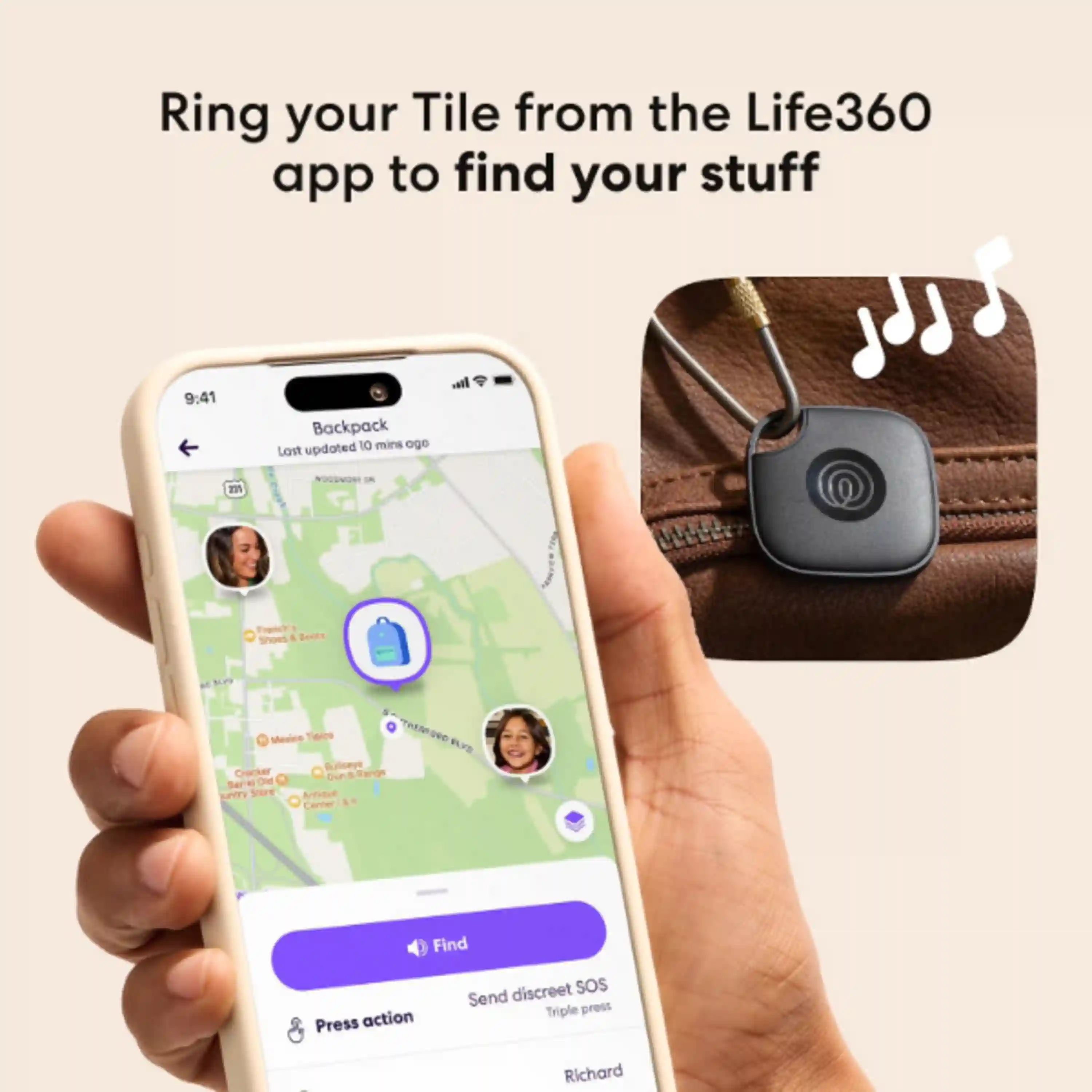 Life360 Tile - Bluetooth Tracker, Keys Finder and Item Locator for Keys, Bags and More. Phone Finder. Both iOS and Android Compatible. 1-Pack (Black)