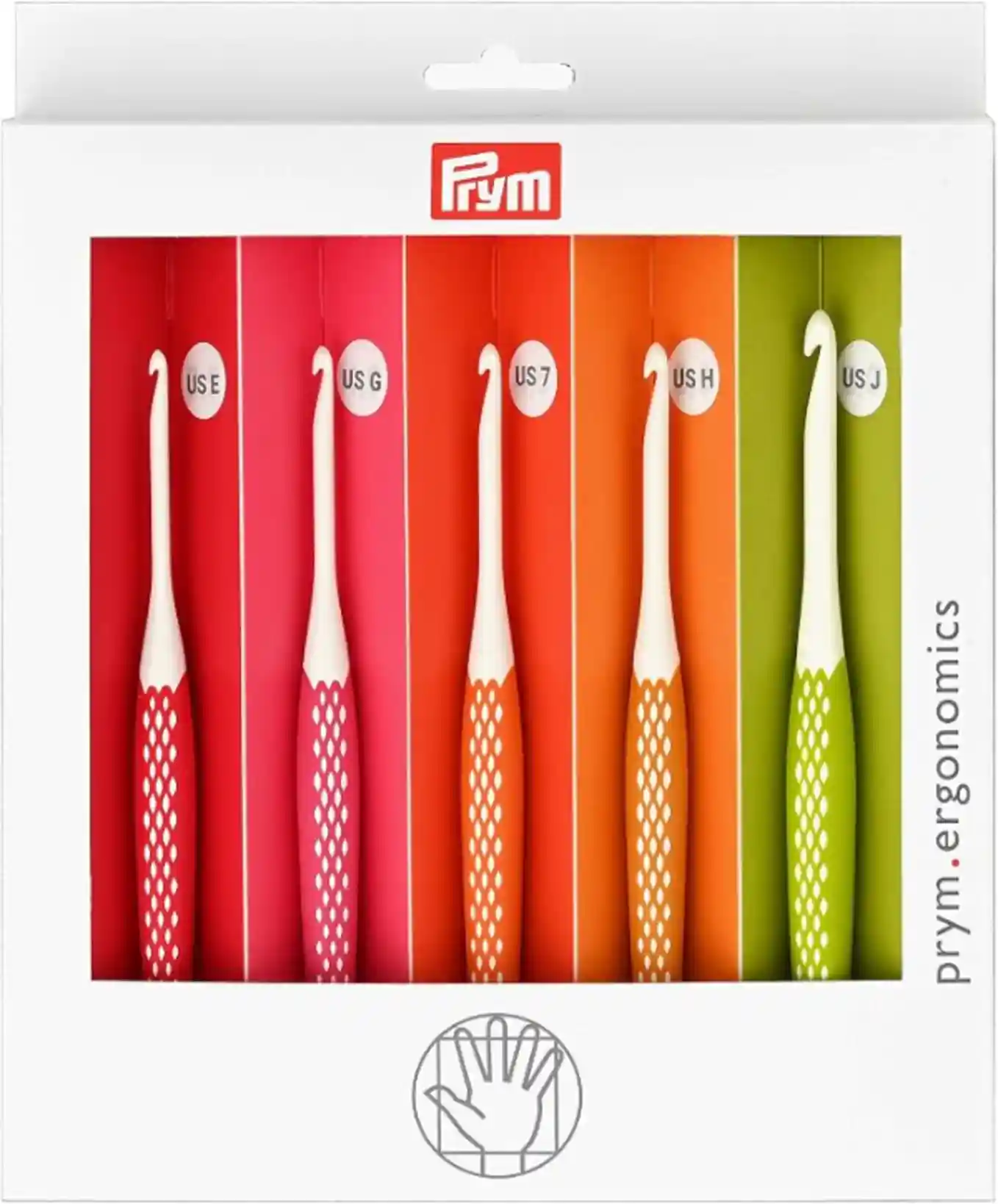 Prym Ergonomics Crochet Hook Set Small Sizes E G Seven H J Five Piece Pack