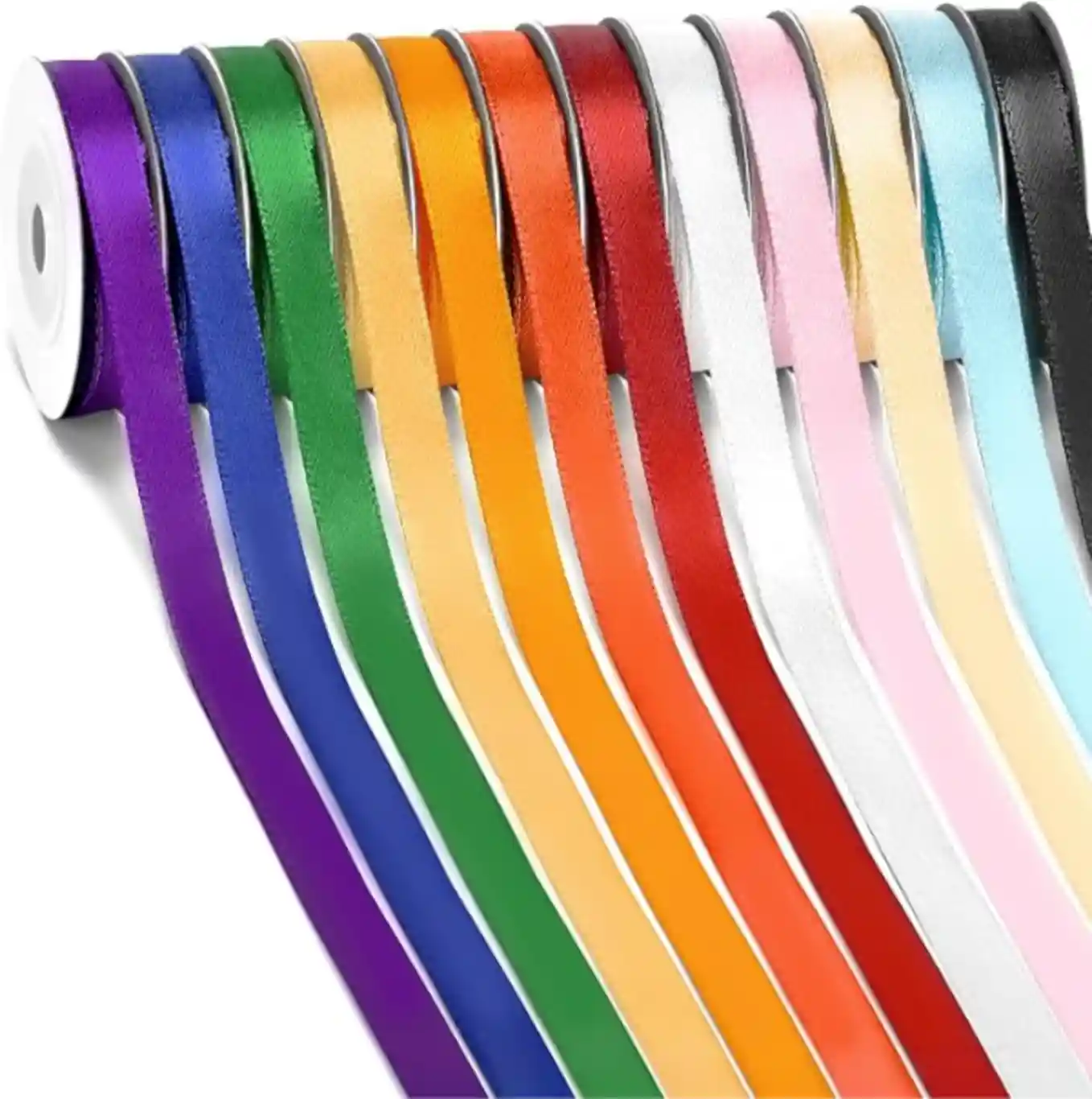 SOTMALTK 12 Color Rainbow Satin Ribbon Set 3/8 Inch 120 Yards for Gift Wrapping Crafts Decor