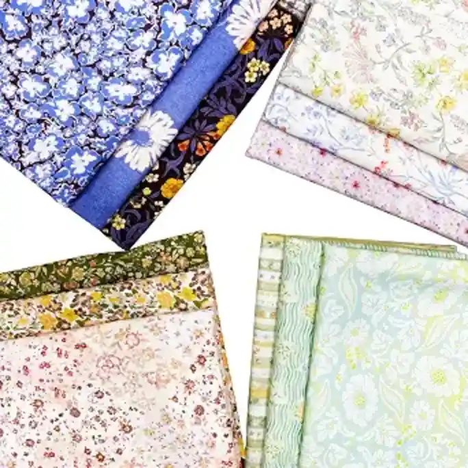 Fabrimuse 12 Piece Spring Floral Cotton Fabric Bundles 18 x 22 Inch Fat Quarters for Quilting and Patchwork