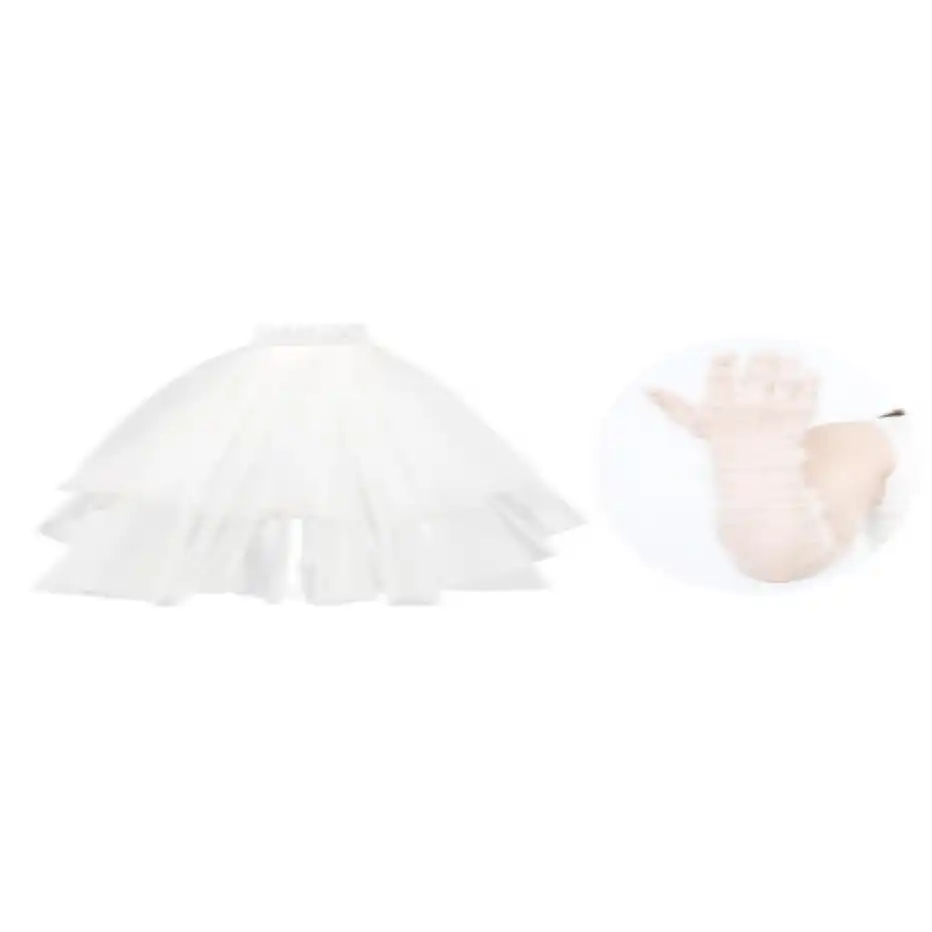 Short Bridal Veil Set with Gloves Two Layer Blusher Veil and Fingerless Gloves