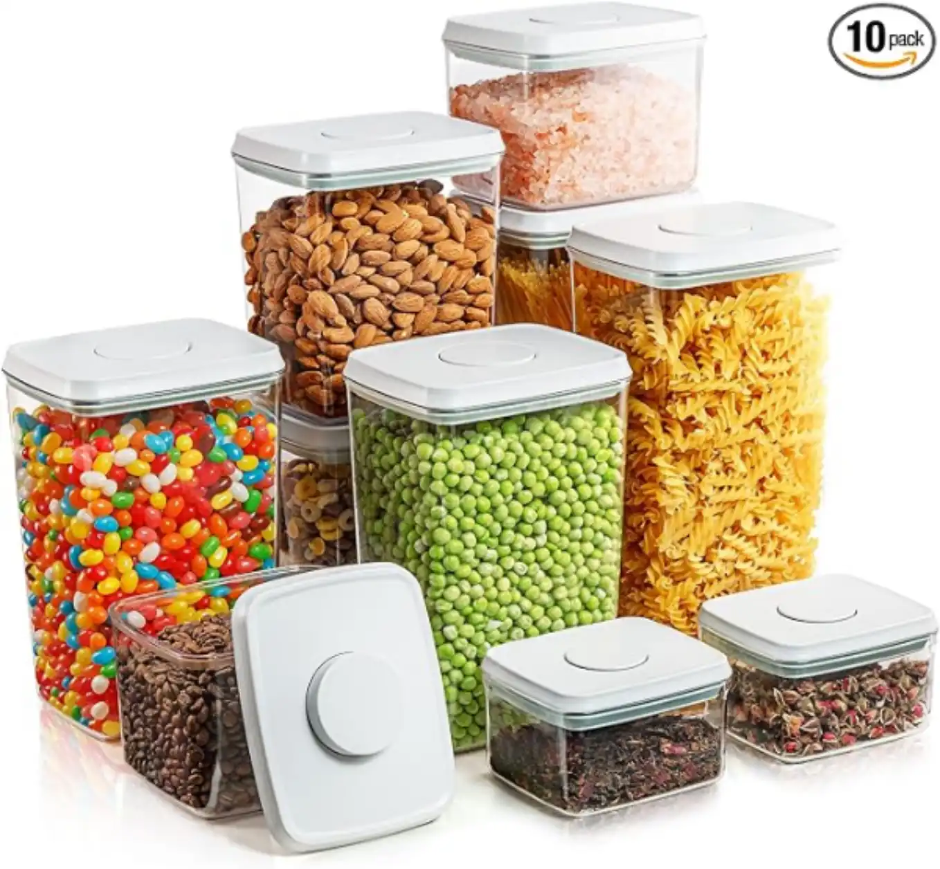 Tourdeus 10-Piece Airtight Food Storage Containers with Pop-Top Lids