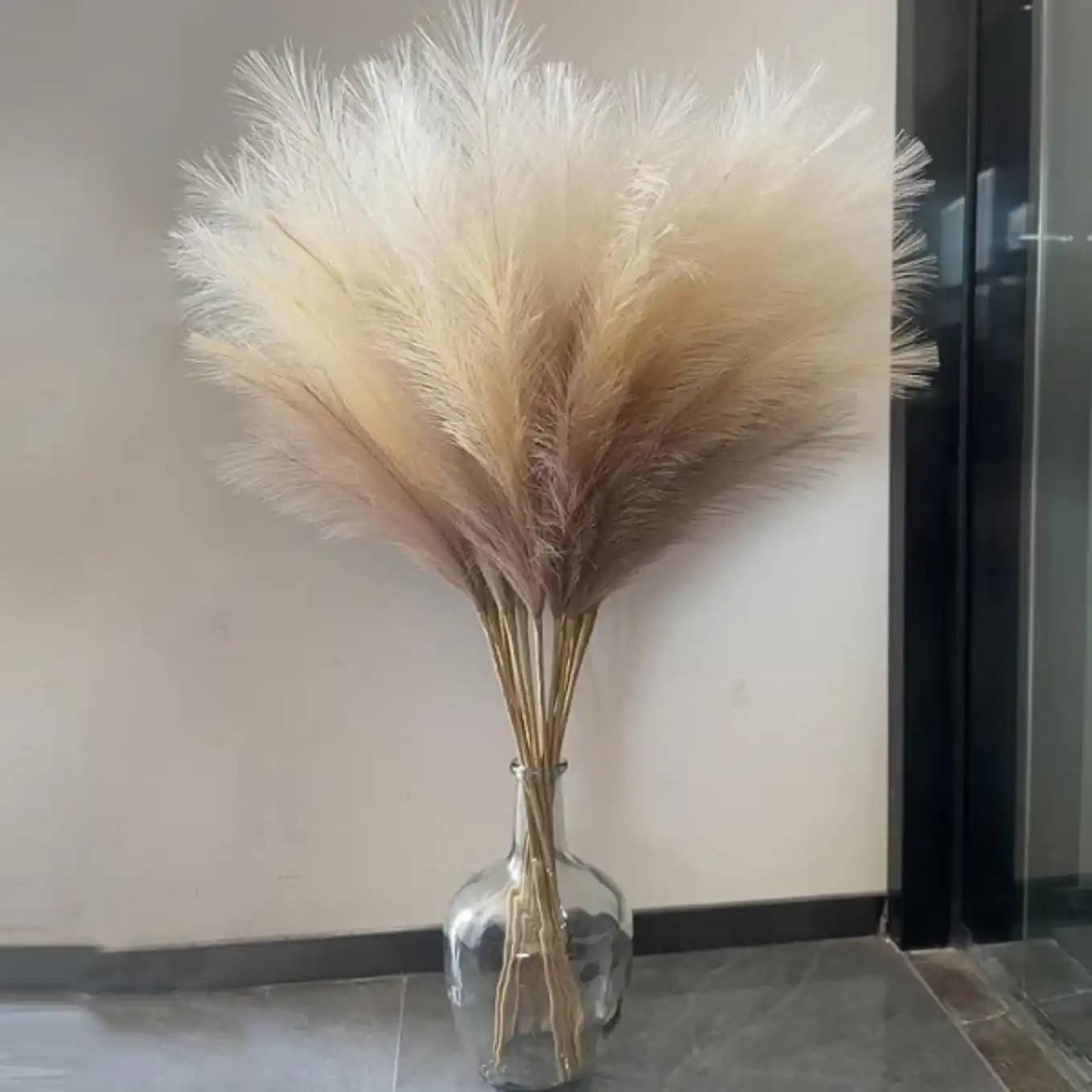 Wttisel 38 Inch Faux Pampas Grass 10 Stems Fluffy Floral Decor