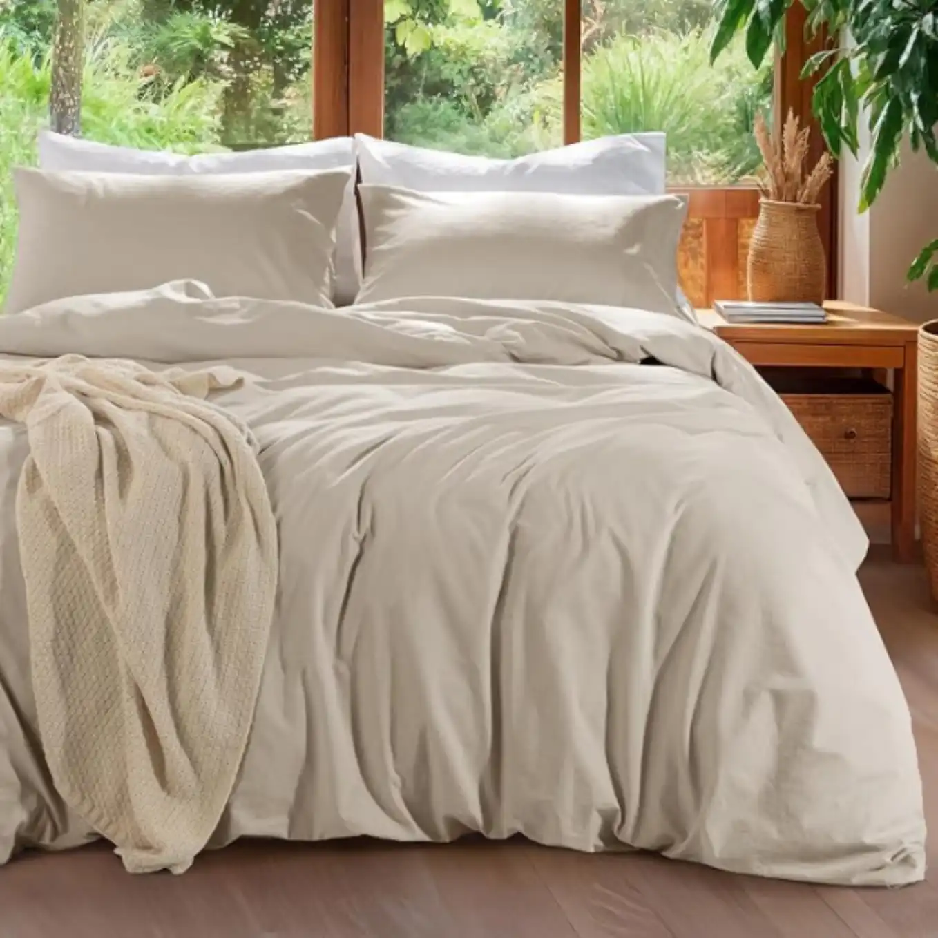 RTHX92N 100% Linen Duvet Cover Set Queen Size