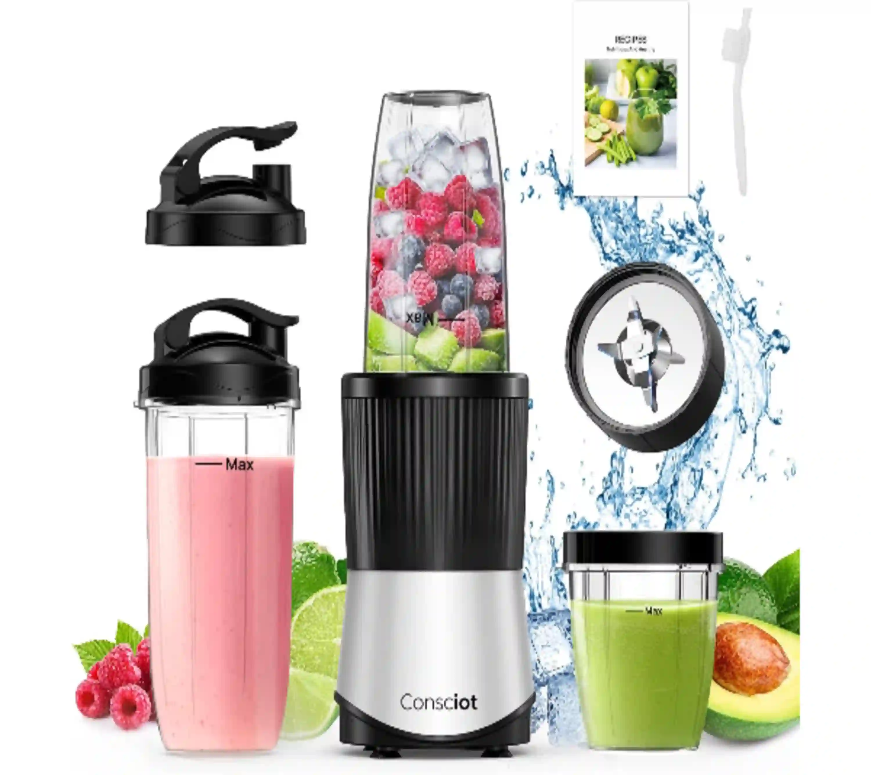 Consciot 11-Piece Blender for Kitchen and Personal Size, 900 Peak Watts