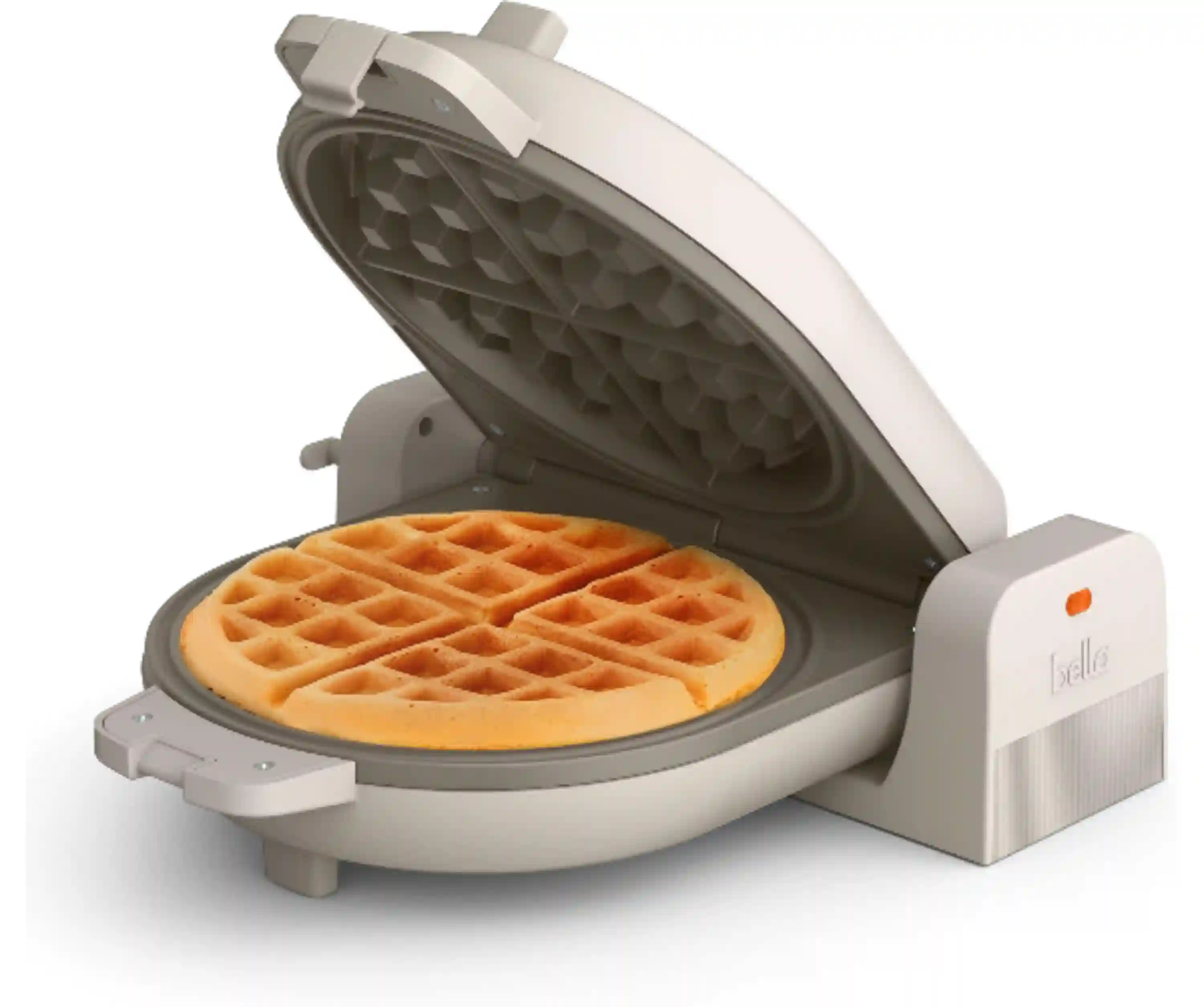 BELLA Fits-Anywhere Flip-n-Store Non-Toxic Belgian Waffle Maker in Oatmilk