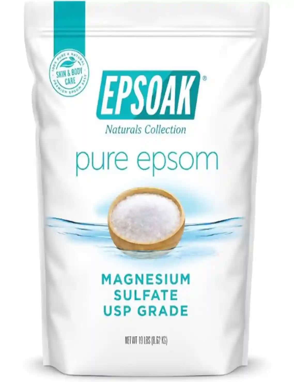 Epsoak Epsom Salt 19 lb Unscented Magnesium Sulfate USP Bag