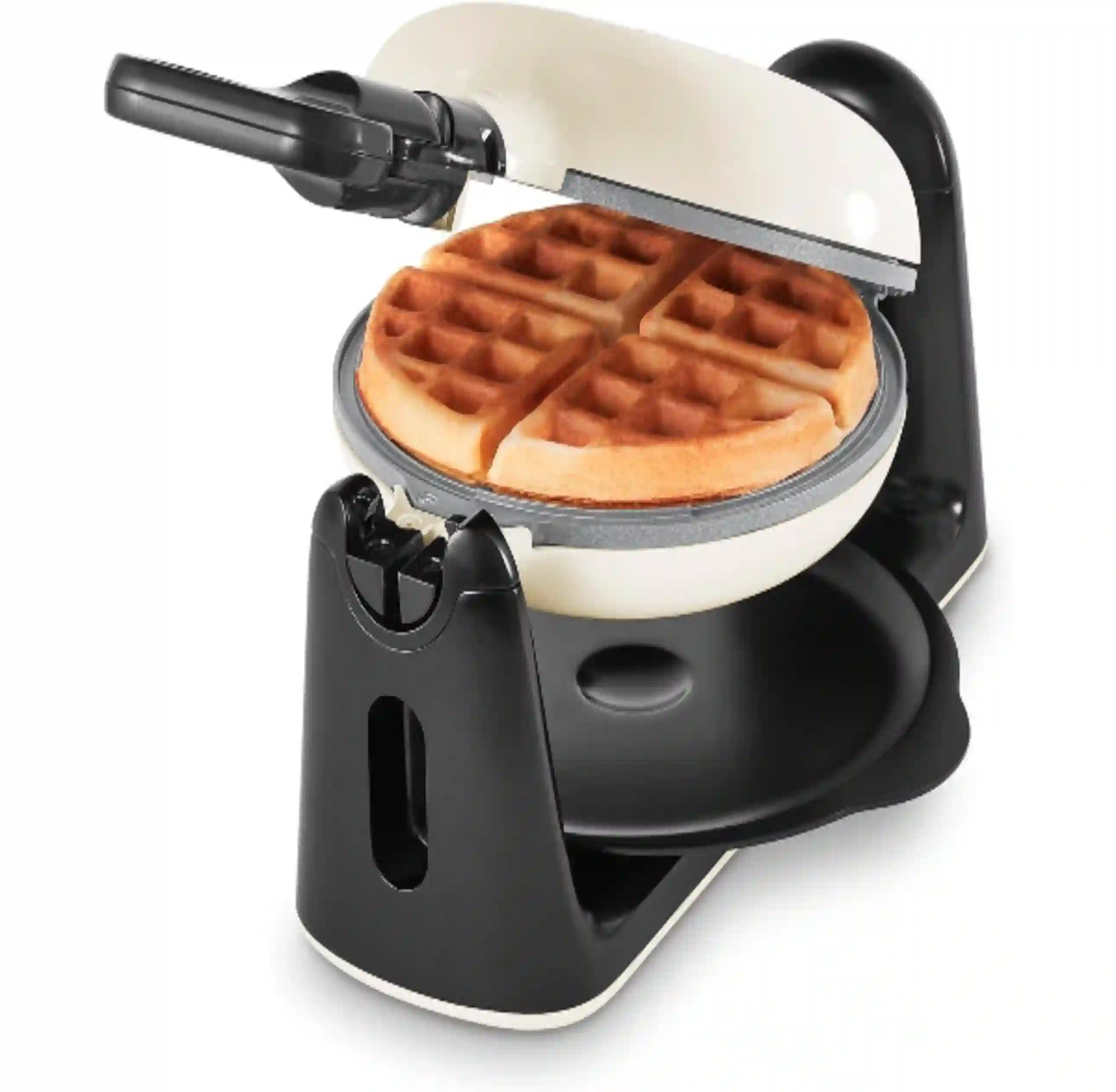 Dash Flip Belgian Waffle Maker Single Serve Ceramic Nonstick Plates Cream