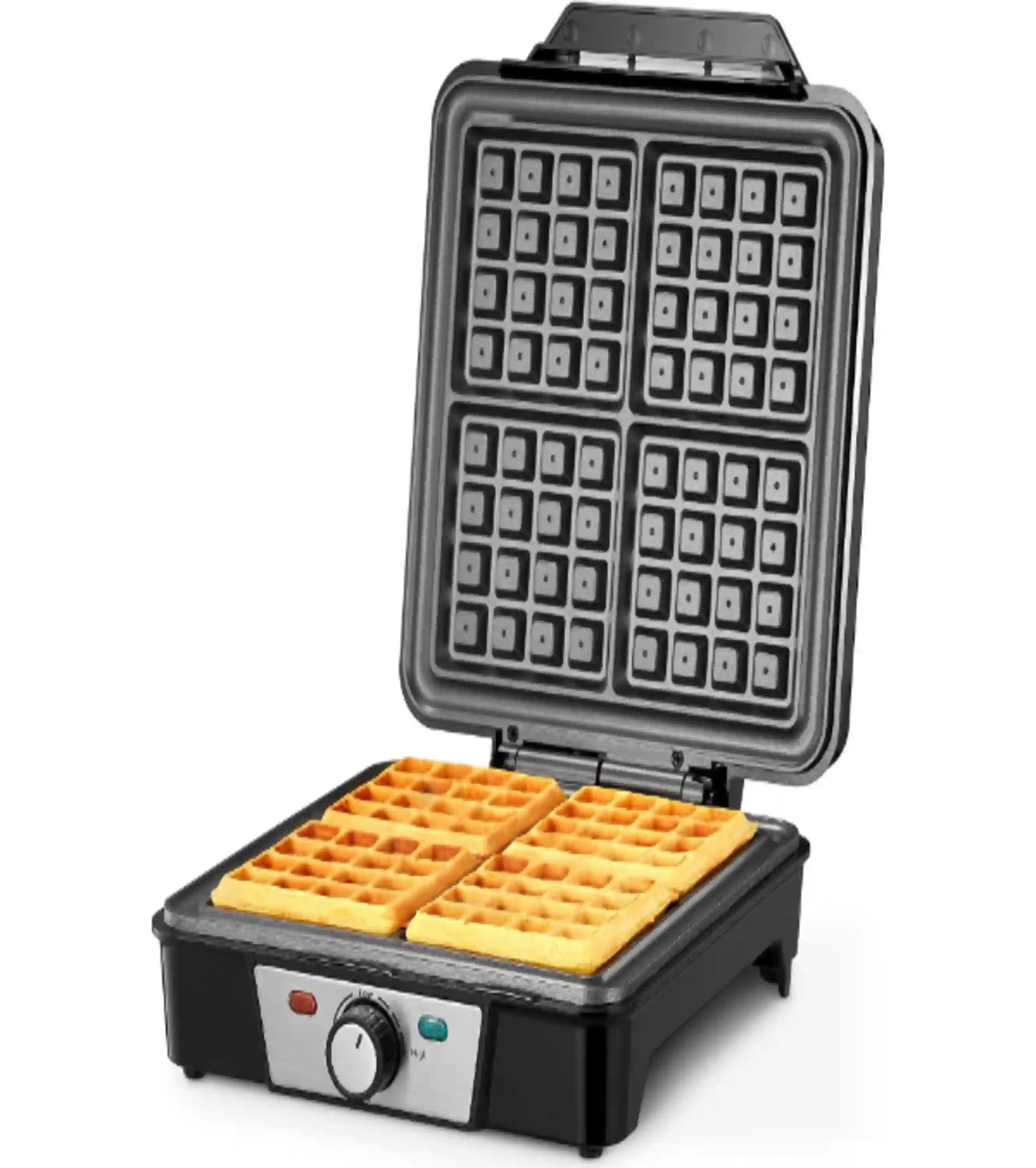 Reemix Belgian Waffle Maker 4 Slices 1200W Anti Overflow Browning Control Nonstick Plates