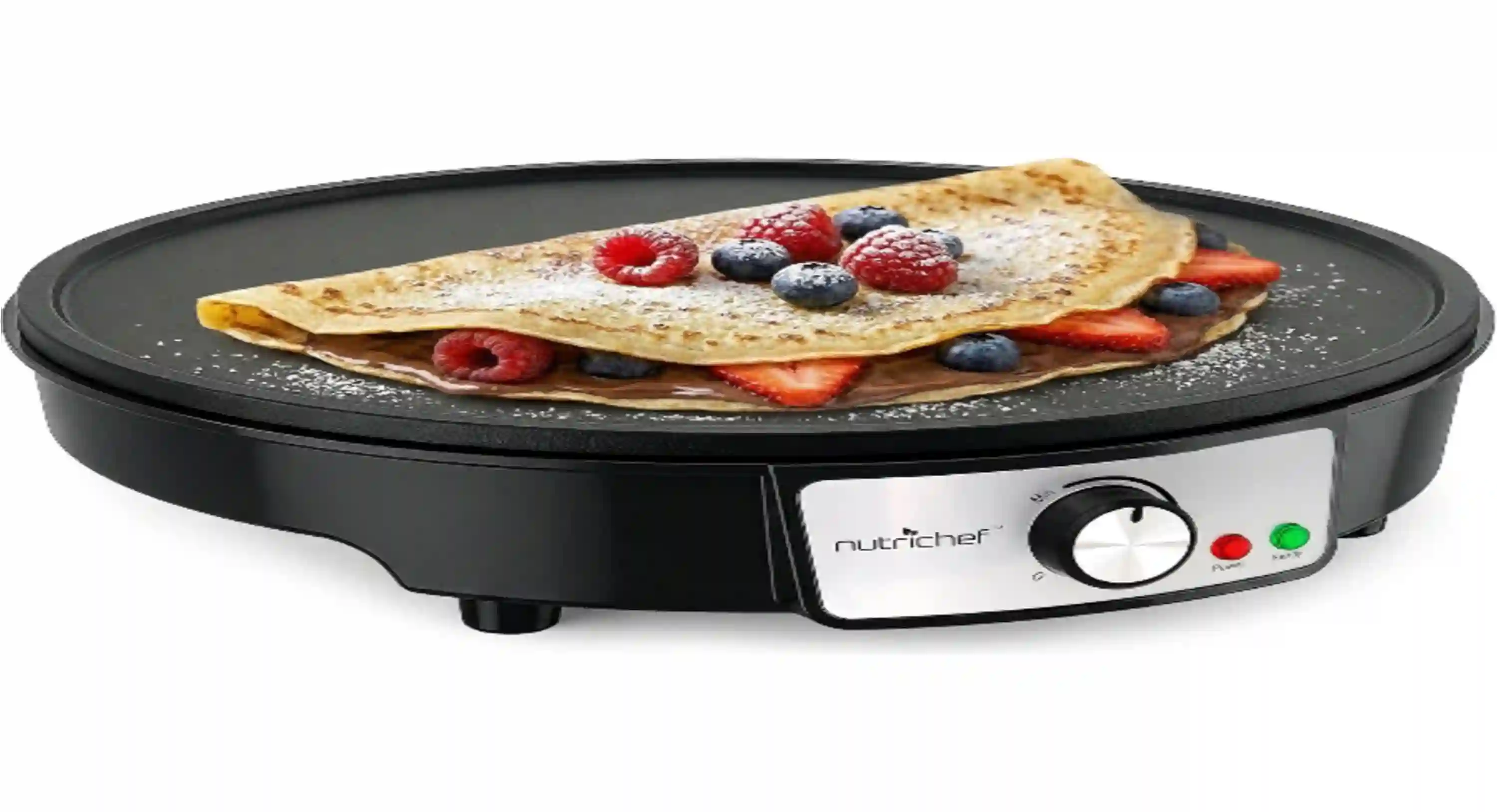 NutriChef Electric Crepe Maker and Griddle Cooktop 12 Inch Aluminum Hot Plate