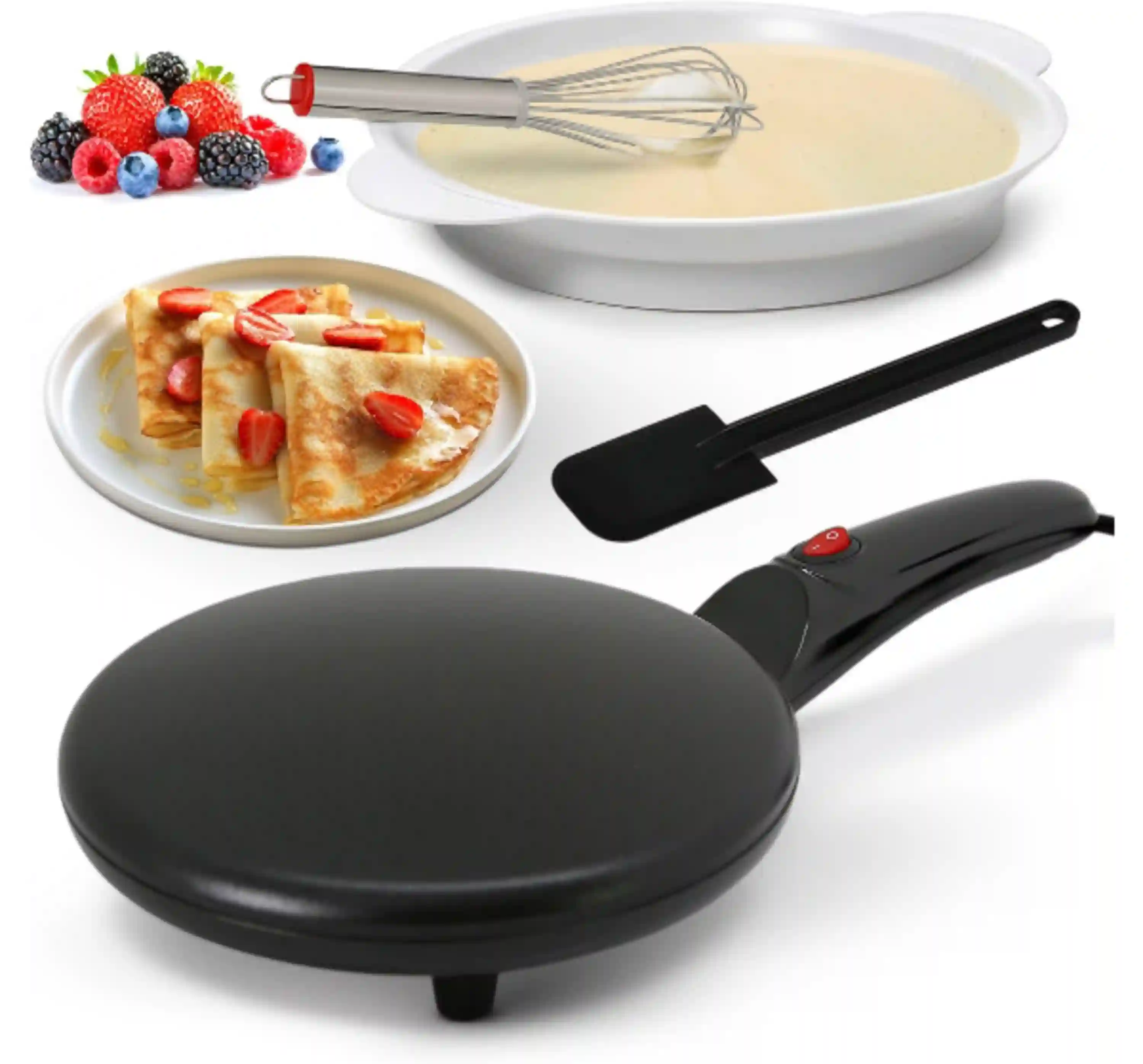 NutriChef 8 Inch Electric Crepe Maker Nonstick Handheld Cooktop with Automatic Temperature Control