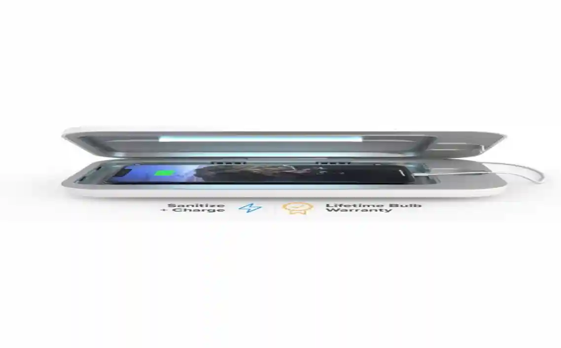 PhoneSoap 3 UV Phone Sanitizer Box and Dual Charger with Patented 360 Degree UVC Light White