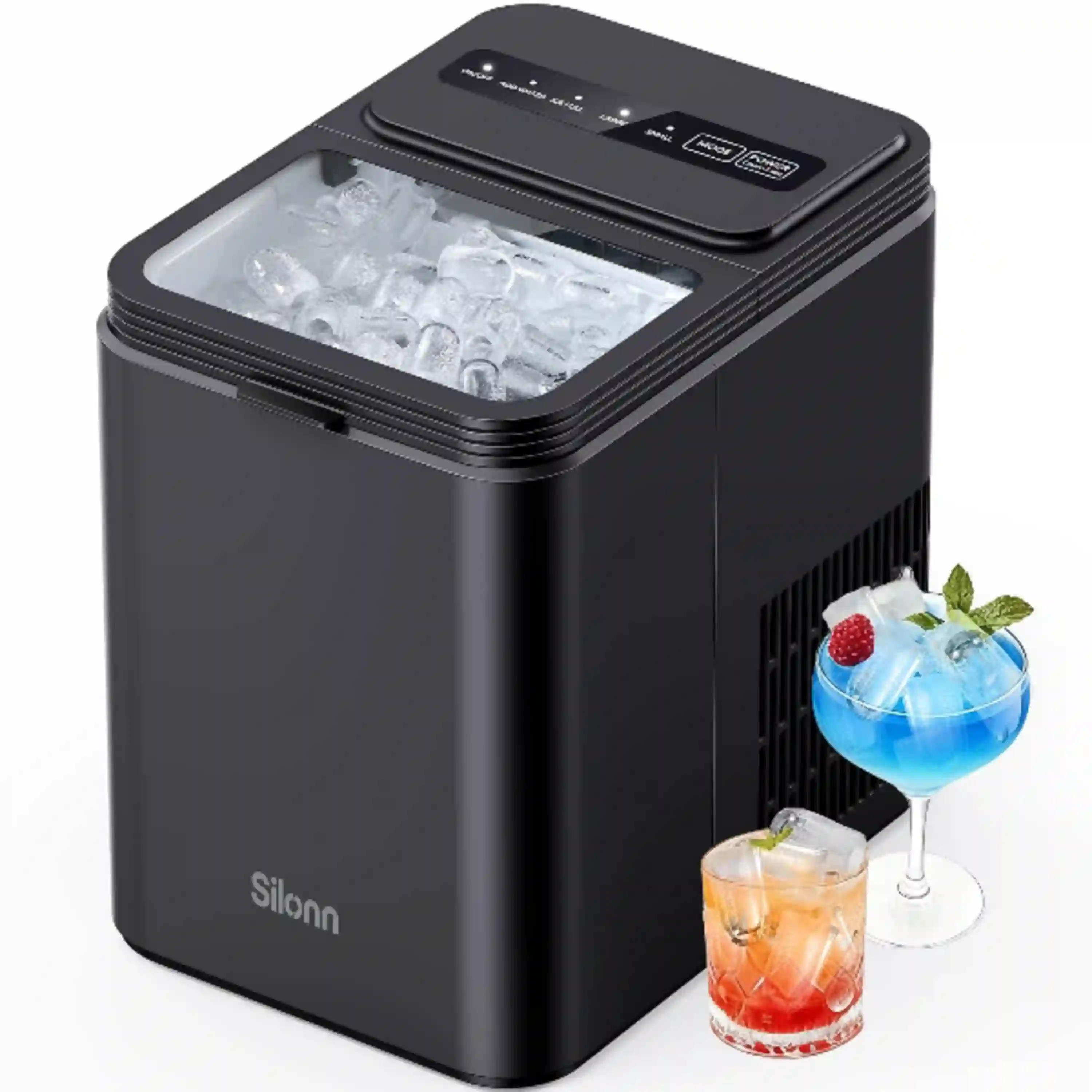 Silonn Countertop Ice Maker Portable Bullet Ice Machine with Self Cleaning Function