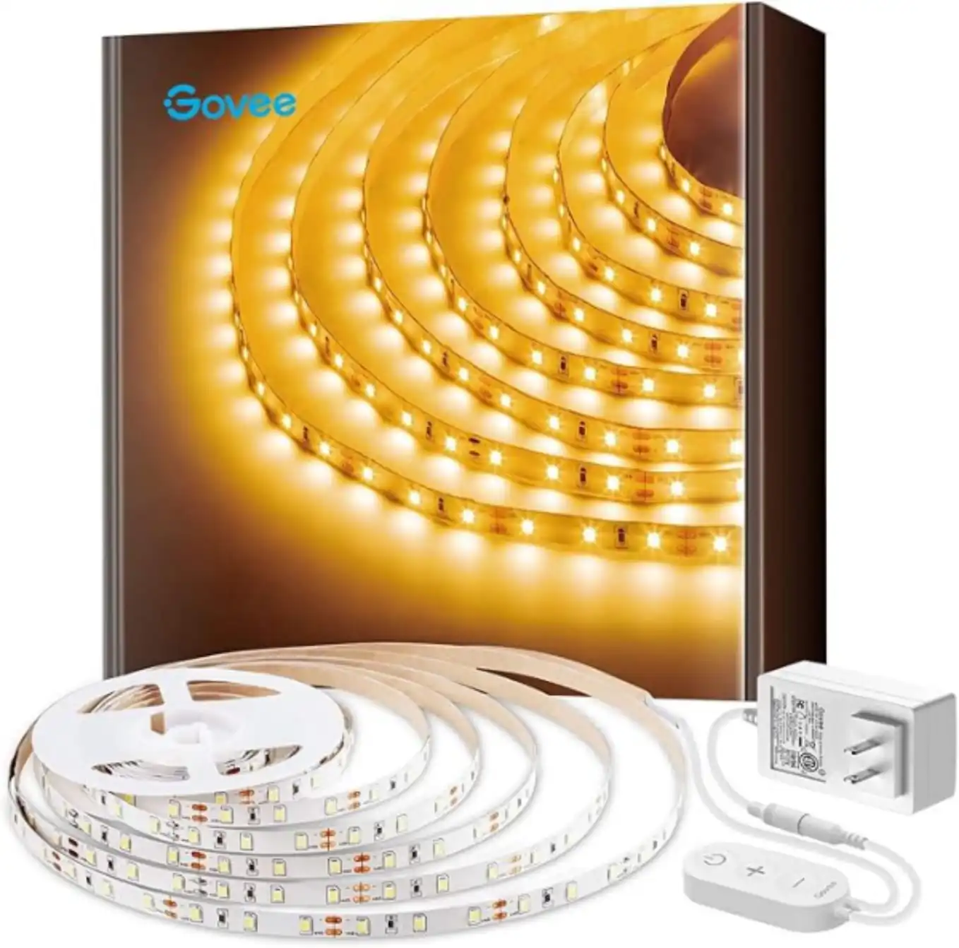 Govee Warm White LED Strip Lights 16.4ft Dimmable 3000K Lighting with Control Box