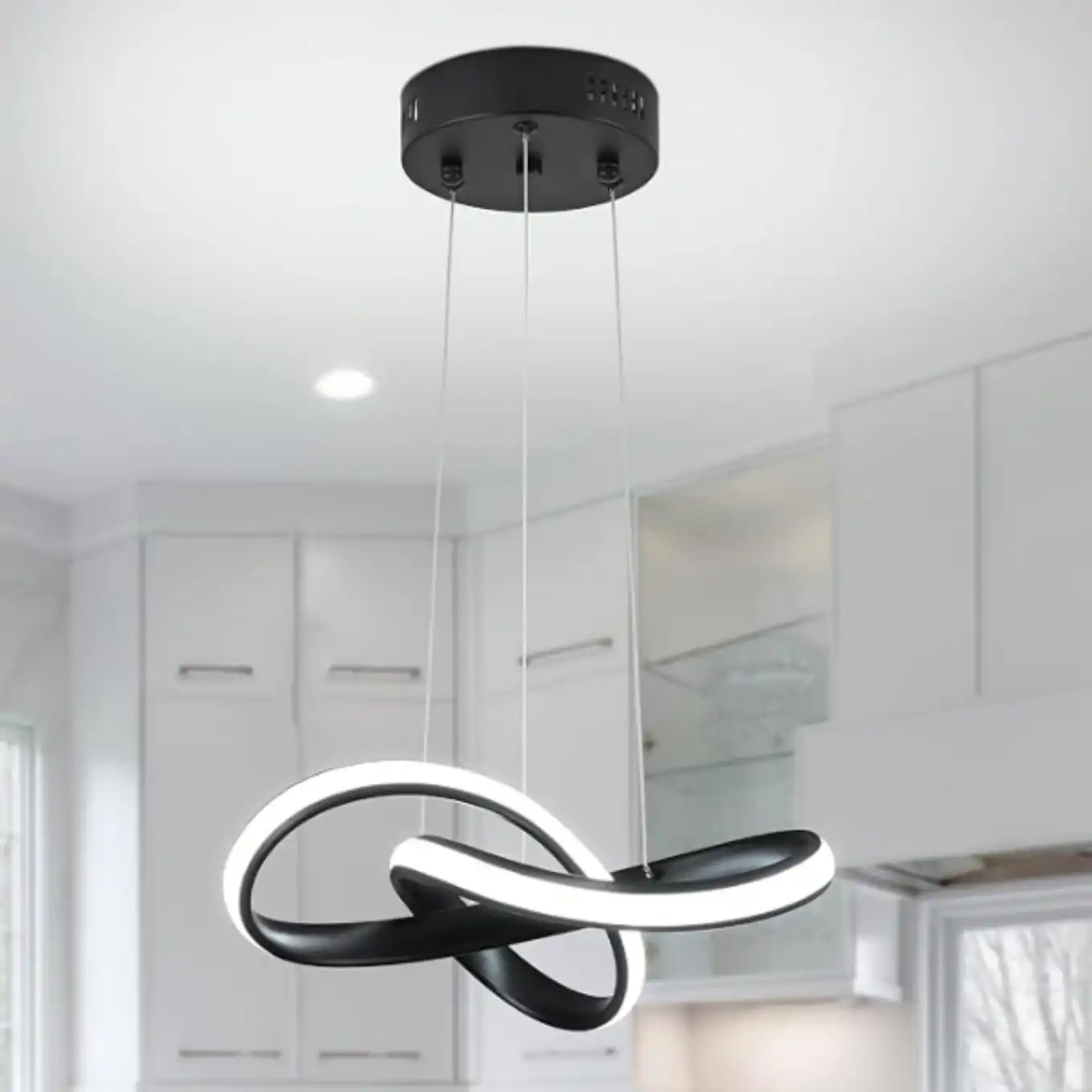 Mccokaige Modern LED Chandelier Irregular Streamline Ring Pendant Light Fixture