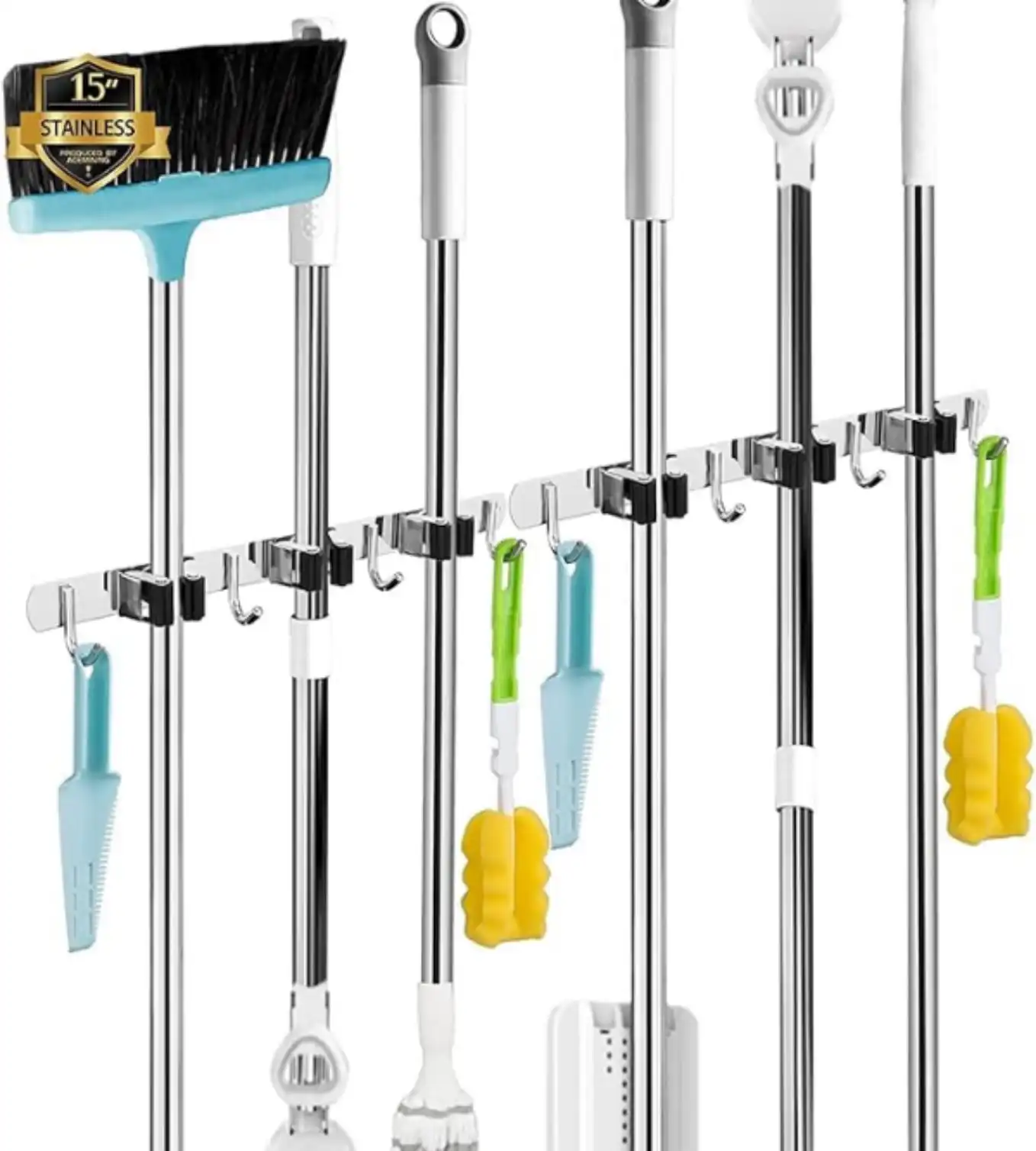 AceMining Broom Holder Wall Mount Heavy Duty Mop Organizer
