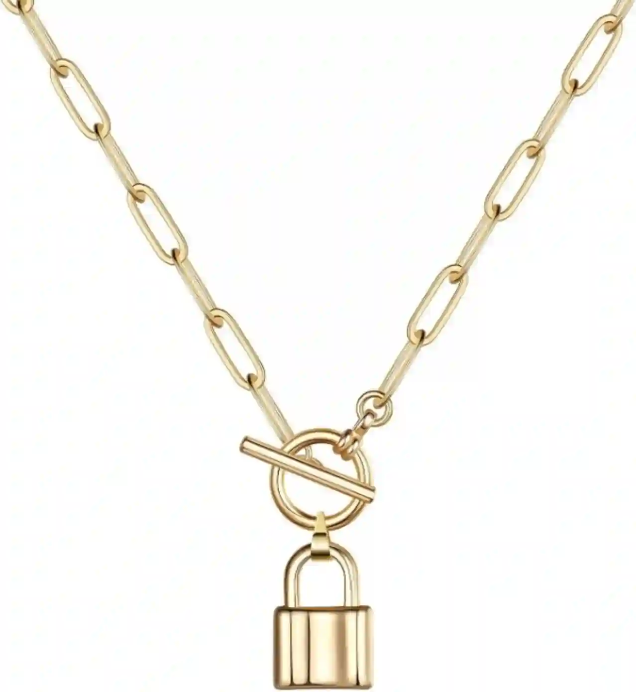 Turandoss 14K Gold Plated Lock Choker Chain Necklace for Women Jewelry Gifts