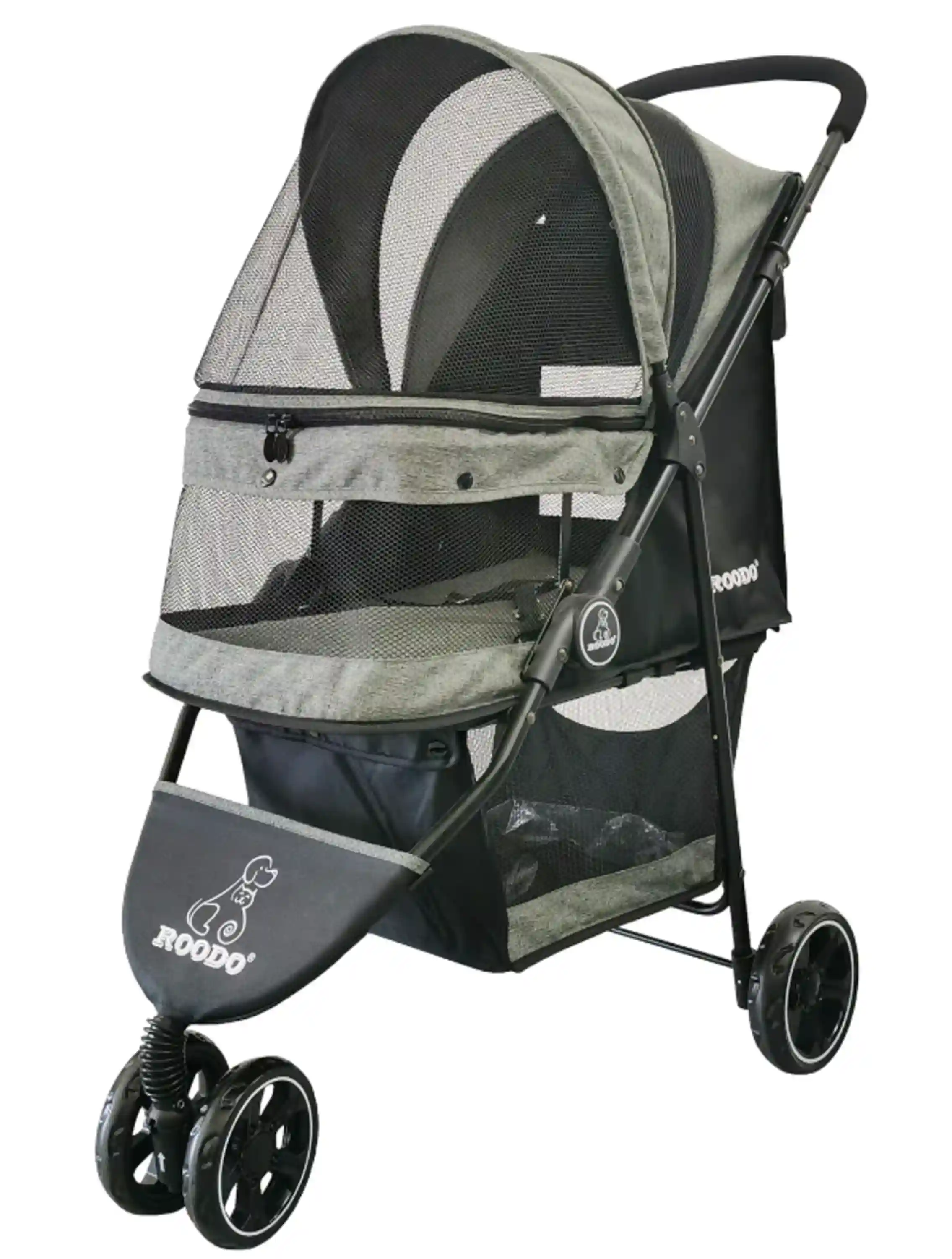ROODO 3 Wheel Dog Pet Cat Stroller Lightweight Foldable Cationic Ash