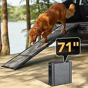 PetThem Dog Ramp for Cars 71 Inch Extra Long Foldable Aluminum Gray