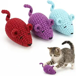Catnip Toys Crochet Mice 3 Pack Handmade Natural Catnip Silvervine
