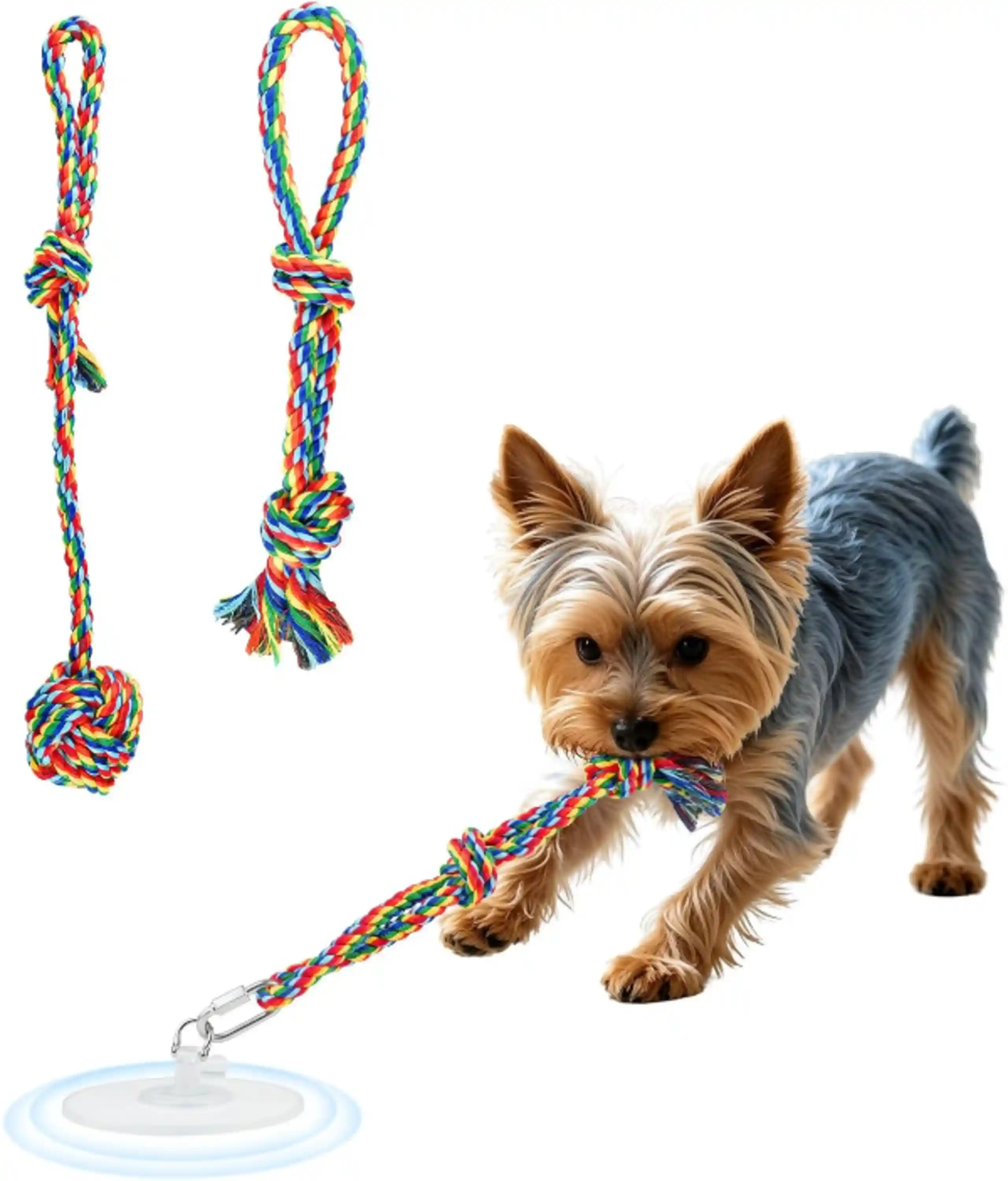 Suction Cup Tug of War Toy for Small Dogs Interactive Rope Toy