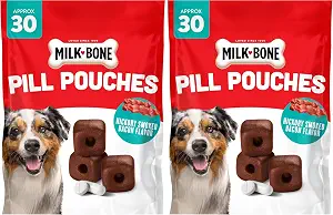 Milk-Bone Pill Pouches Dog Treats Hickory Smoked Bacon Flavor 30 Count 2 Pack