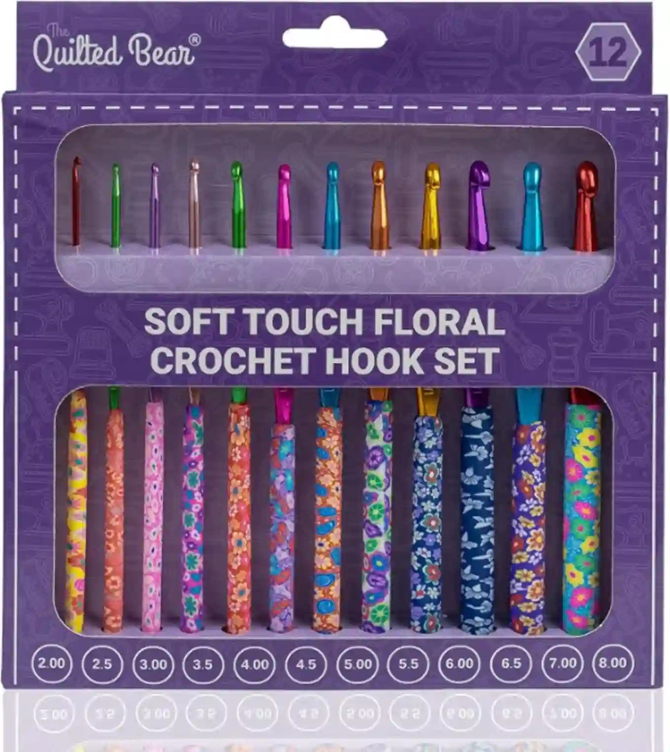 The Quilted Bear Soft Touch Floral Crochet Hook Set 12 Piece Ergonomic Set