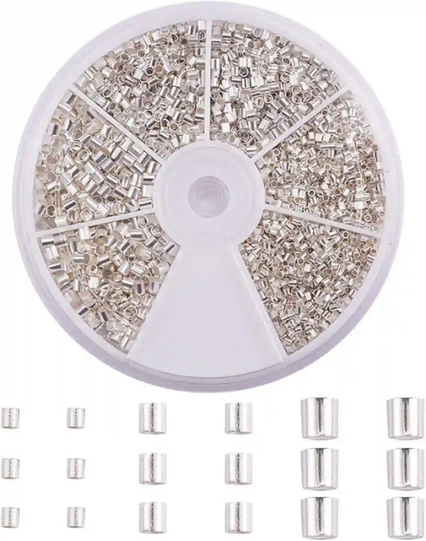 PH PandaHall Crimp Tube Beads 3000Pcs Brass Crimp End Spacer Beads Silver