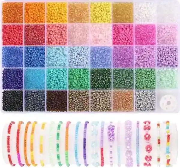 Funtopia 9600Pcs 3mm Seed Beads Kit 39 Colors Small Beads for Jewelry Making