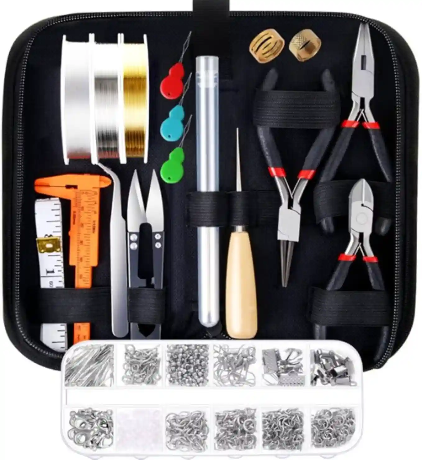 PAXCOO Jewelry Making Supplies Kit 845Pcs Findings Pliers Wires Complete Beading Repair Set