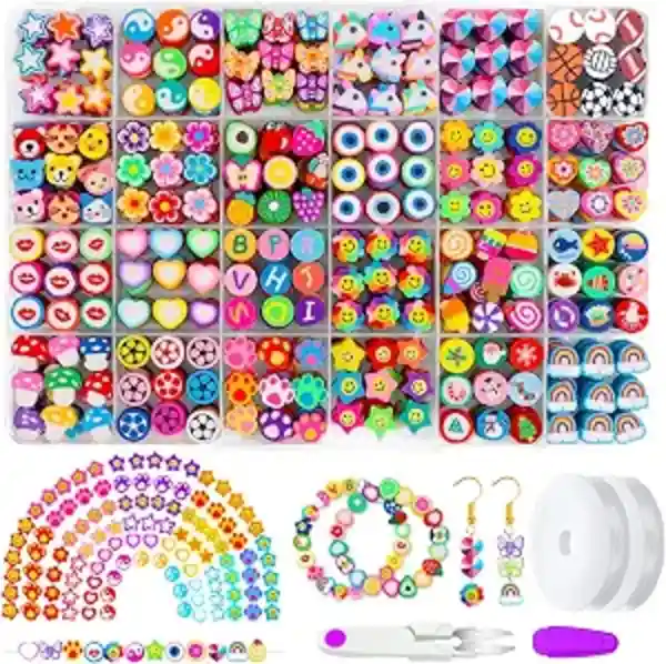 JOICEE 480Pcs Polymer Clay Beads Kit Fruit Flower Animal Charms for Bracelet Making